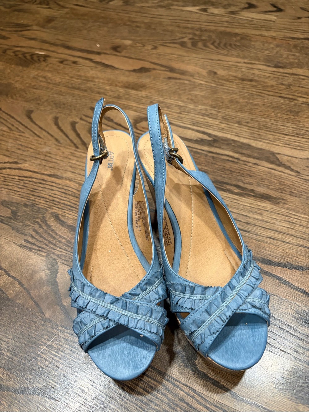 Apt. 9 Light Blue Braided Slingback Wedged Heels